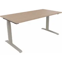 Soennecken Sitz-Steh-Schreibtisch All in One, elektrisch höhenverstellbar, 64,5-127,5cm (H), 160x80cm (BxT), rechteckig, eiche natur / silb