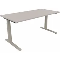Soennecken Sitz-Steh-Schreibtisch All in One, elektrisch höhenverstellbar, 64,5-127,5cm (H), 160x80cm (BxT), rechteckig, lichtgrau / silber