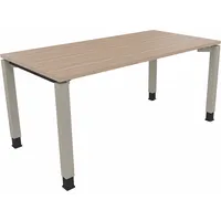 Soennecken Schreibtisch All in One, manuell höhenverstellbar, 68-82cm (H), 160x80cm (BxT), rechteckig, eiche natur / silberaluminium 400396