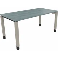 Soennecken Schreibtisch All in One, manuell höhenverstellbar, 68-82cm (H), 160x80cm (BxT), rechteckig, beton hell / silberaluminium 4003969
