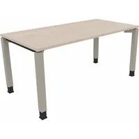 Soennecken Schreibtisch All in One, manuell höhenverstellbar, 68-82cm (H), 160x80cm (BxT), rechteckig, akazie hell / silberaluminium 400396