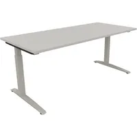 Soennecken Schreibtisch All in One, manuell höhenverstellbar, 65-85cm (H), 180x80cm (BxT), rechteckig, lichtgrau / silberaluminium 40039690