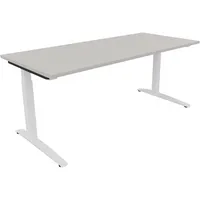 Soennecken Schreibtisch All in One, manuell höhenverstellbar, 65-85cm (H), 180x80cm (BxT), rechteckig, lichtgrau / weiß 4003969074613 Soenn