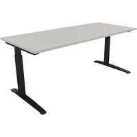 Soennecken Schreibtisch All in One, manuell höhenverstellbar, 65-85cm (H), 180x80cm (BxT), rechteckig, lichtgrau / anthrazit metallic 40039