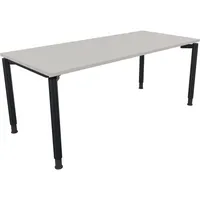 Soennecken Schreibtisch All in One, manuell höhenverstellbar, 68-82cm (H), 180x80cm (BxT), rechteckig, lichtgrau / anthrazit metallic 40039
