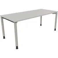 Soennecken Schreibtisch All in One, manuell höhenverstellbar, 68-82cm (H), 180x80cm (BxT), rechteckig, lichtgrau / silberaluminium 40039690