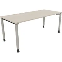 Soennecken Schreibtisch All in One, manuell höhenverstellbar, 68-82cm (H), 180x80cm (BxT), rechteckig, akazie hell / silberaluminium 400396