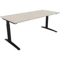 Soennecken Schreibtisch All in One, manuell höhenverstellbar, 65-85cm (H), 180x80cm (BxT), rechteckig, akazie hell / anthrazit metallic 400