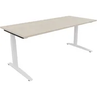Soennecken Schreibtisch All in One, manuell höhenverstellbar, 65-85cm (H), 180x80cm (BxT), rechteckig, akazie hell / weiß 4003969074705 Soe