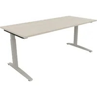 Soennecken Schreibtisch All in One, manuell höhenverstellbar, 65-85cm (H), 180x80cm (BxT), rechteckig, akazie hell / silberaluminium 400396