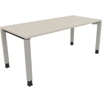 Soennecken Schreibtisch All in One, manuell höhenverstellbar, 68-82cm (H), 180x80cm (BxT), rechteckig, akazie hell / silberaluminium 400396
