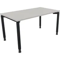 Soennecken Schreibtisch All in One, manuell höhenverstellbar, 68-82cm (H), 140x80cm (BxT), rechteckig, lichtgrau / anthrazit metallic 40039
