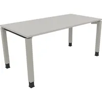Soennecken Schreibtisch All in One, manuell höhenverstellbar, 68-82cm (H), 140x80cm (BxT), rechteckig, lichtgrau / silberaluminium 40039690