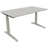 Soennecken Schreibtisch All in One, manuell höhenverstellbar, 65-85cm (H), 140x80cm (BxT), rechteckig, lichtgrau / silberaluminium 40039690
