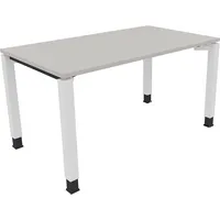 Soennecken Schreibtisch All in One, manuell höhenverstellbar, 68-82cm (H), 140x80cm (BxT), rechteckig, lichtgrau / weiß 4003969077591 Soenn
