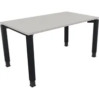 Soennecken Schreibtisch All in One, manuell höhenverstellbar, 68-82cm (H), 140x80cm (BxT), rechteckig, lichtgrau / anthrazit metallic 40039