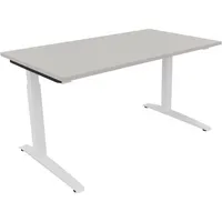 Soennecken Schreibtisch All in One, manuell höhenverstellbar, 65-85cm (H), 140x80cm (BxT), rechteckig, lichtgrau / weiß 4003969072541 Soenn
