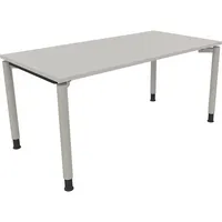 Soennecken Schreibtisch All in One, manuell höhenverstellbar, 68-82cm (H), 160x80cm (BxT), rechteckig, lichtgrau / silberaluminium 40039690