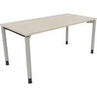 Soennecken Schreibtisch All in One, manuell höhenverstellbar, 68-82cm (H), 160x80cm (BxT), rechteckig, akazie hell / silberaluminium 400396