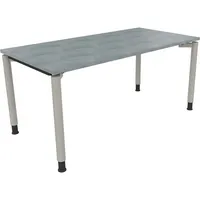 Soennecken Schreibtisch All in One, manuell höhenverstellbar, 68-82cm (H), 160x80cm (BxT), rechteckig, beton hell / silberaluminium 4003969
