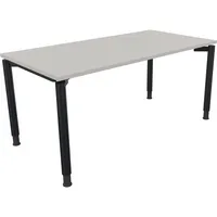 Soennecken Schreibtisch All in One, manuell höhenverstellbar, 68-82cm (H), 160x80cm (BxT), rechteckig, lichtgrau / anthrazit metallic 40039