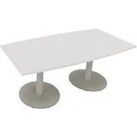 Soennecken Besprechungstisch communication, 72cm (H), 180x80/90cm (BxT), Tonnenform, weiß / silber 4003969064768 Soennecken