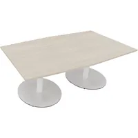 Soennecken Besprechungstisch communication, 72cm (H), 200x100/110cm (BxT), Tonnenform, akazie hell / weiß 4003969064737 Soennecken