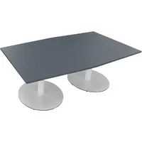 Soennecken Besprechungstisch communication, 72cm (H), 200x100/110cm (BxT), Tonnenform, lavagrau / weiß 4003969064881 Soennecken