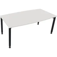 Soennecken Besprechungstisch communication, höhenverstellbar 68-82cm (H), 180x80/90cm (BxT), Tonnenform, weiß / anthrazit metallic 40039690