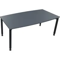 Soennecken Besprechungstisch communication, höhenverstellbar 68-82cm (H), 180x80/90cm (BxT), Tonnenform, lavagrau / anthrazit metallic 4003