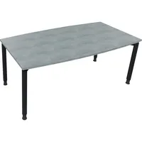 Soennecken Besprechungstisch communication, höhenverstellbar 68-82cm (H), 180x80/90cm (BxT), Tonnenform, beton hell / anthrazit metallic 40
