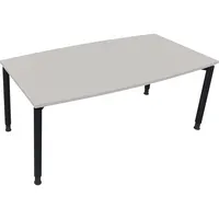 Soennecken Besprechungstisch communication, höhenverstellbar 68-82cm (H), 180x80/90cm (BxT), Tonnenform, lichtgrau / anthrazit metallic 400