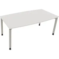 Soennecken Besprechungstisch communication, höhenverstellbar 68-82cm (H), 180x80/90cm (BxT), Tonnenform, weiß / silber 4003969085169 Soenne