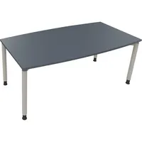 Soennecken Besprechungstisch communication, höhenverstellbar 68-82cm (H), 180x80/90cm (BxT), Tonnenform, lavagrau / silber 4003969085152 So