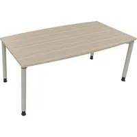 Soennecken Besprechungstisch communication, höhenverstellbar 68-82cm (H), 180x80/90cm (BxT), Tonnenform, eiche natur / silber 4003969085251