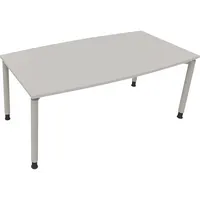 Soennecken Besprechungstisch communication, höhenverstellbar 68-82cm (H), 180x80/90cm (BxT), Tonnenform, lichtgrau / silber 4003969085268 S