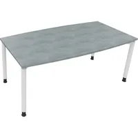 Soennecken Besprechungstisch communication, höhenverstellbar 68-82cm (H), 180x80/90cm (BxT), Tonnenform, beton hell / weiß 4003969085213 So