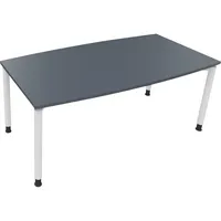 Soennecken Besprechungstisch communication, höhenverstellbar 68-82cm (H), 180x80/90cm (BxT), Tonnenform, lavagrau / weiß 4003969085220 Soen