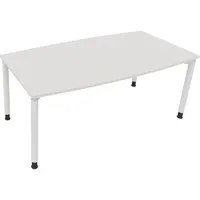 Soennecken Besprechungstisch communication, höhenverstellbar 68-82cm (H), 180x80/90cm (BxT), Tonnenform, weiß / weiß 4003969085237 Soenneck