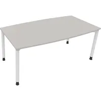 Soennecken Besprechungstisch communication, höhenverstellbar 68-82cm (H), 180x80/90cm (BxT), Tonnenform, lichtgrau / weiß 4003969085183 Soe