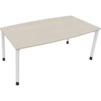 Soennecken Besprechungstisch communication, höhenverstellbar 68-82cm (H), 180x80/90cm (BxT), Tonnenform, akazie hell / weiß 4003969085145 S
