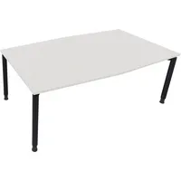 Soennecken Besprechungstisch communication 810018501, höhenverstellbar 68-82cm (H), 200x100/110cm (BxT), Tonnenform, weiß / anthrazit metal