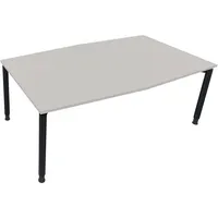 Soennecken Besprechungstisch communication 810018581, höhenverstellbar 68-82cm (H), 200x100/110cm (BxT), Tonnenform, lichtgrau / anthrazit