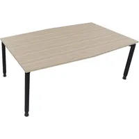 Soennecken Besprechungstisch communication 810018571, höhenverstellbar 68-82cm (H), 200x100/110cm (BxT), Tonnenform, eiche natur / anthrazi
