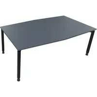 Soennecken Besprechungstisch communication 810018582, höhenverstellbar 68-82cm (H), 200x100/110cm (BxT), Tonnenform, lavagrau / anthrazit m