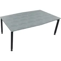 Soennecken Besprechungstisch communication 810018583, höhenverstellbar 68-82cm (H), 200x100/110cm (BxT), Tonnenform, beton hell / anthrazit