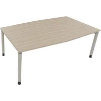 Soennecken Besprechungstisch communication 810018671, höhenverstellbar 68-82cm (H), 200x100/110cm (BxT), Tonnenform, eiche natur / silber 4