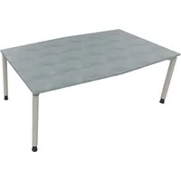 Soennecken Besprechungstisch communication 810018683, höhenverstellbar 68-82cm (H), 200x100/110cm (BxT), Tonnenform, beton hell / silber 40