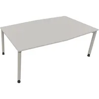 Soennecken Besprechungstisch communication 810018681, höhenverstellbar 68-82cm (H), 200x100/110cm (BxT), Tonnenform, lichtgrau / silber 400