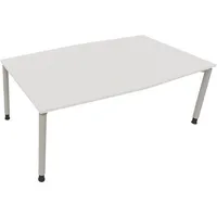 Soennecken Besprechungstisch communication 810018601, höhenverstellbar 68-82cm (H), 200x100/110cm (BxT), Tonnenform, weiß / silber 40039690